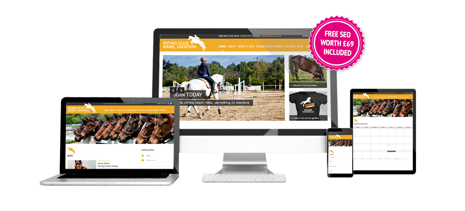 Riding Club Template with optional E-Commerce